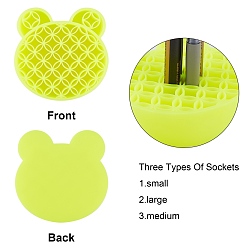 Yellow Multipurpose Silicone Storage Box, for Cosmetics Brush Holder, Pen Holder, Toothbrush Holder, Lipstick Holder, Bear, Yellow, 11.15x11.35x2.85cm
