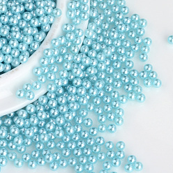 Pale Turquoise Imitation Pearl Acrylic Beads, No Hole, Round, Pale Turquoise, 3mm, about 10000pcs/bag