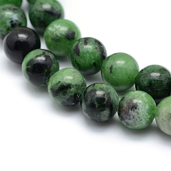 Ruby in Zoisite Natural Ruby in Zoisite Round Beads Strands, 6mm, Hole: 1mm, about 61pcs/strand, 15.55 inch(39.5cm)