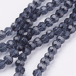 Bleu De Prusse Chapelets de perles en verre, facette, ronde, null, 4mm, Trou: 1mm, Environ 98 pcs/chapelet, 13.7 pouce