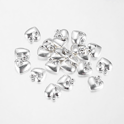 Antique Silver Alloy Pendants, Cadmium Free & Nickel Free & Lead Free, Heart, Antique Silver, 13x11x3mm, Hole: 1.5mm