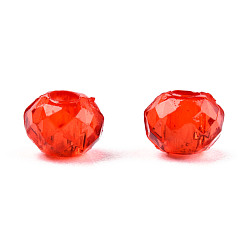 Rouge Perles acryliques transparentes, facette, rondelle, rouge, 4x3.5mm, Trou: 1.5mm, environ14000 pcs / 500 g