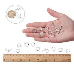 Stainless Steel Color 304 Stainless Steel Leverback Earring Findings, with Loop, Stainless Steel Color, 14.5x12x2mm, Hole: 1mm