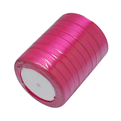 Fuchsia Single Face Satin Ribbon, Polyester Ribbon, Breast Cancer Pink Awareness Ribbon Making Materials, Valentines Day Gifts, Boxes Packages, Fuchsia, 3/8 inch(10mm), about 25yards/roll(22.86m/roll), 10rolls/group, 250yards/group(228.6m/group)