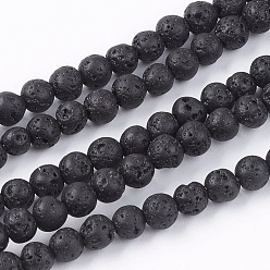 Lava Rock Natural Lava Rock Bead Strands, Round, 4.5mm, Hole: 0.5mm, about 95pcs/strand, 14.9 inch