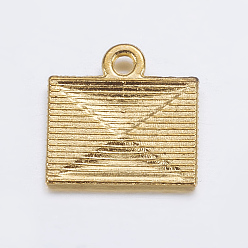 Golden Tibetan Style Alloy Mail Charms, Lead Free and Cadmium Free, Mail Charms, Golden, 15x14.5x2mm, Hole: 1.5mm