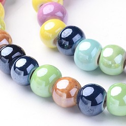 Colorful Handmade Porcelain Beads, Bright Glazed Porcelain, Rondelle, Colorful, 7x5mm, Hole: 2mm, about 65pcs/strand, 13.3 inch