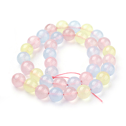 Mixed Color Natural White Jade Beads Strands, Dyed, Round, Mixed Color, 10mm, Hole: 1mm, about 38pcs/Strand