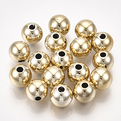 Golden Plated UV Plating ABS Plastic Beads, Round, Golden Plated, 9.5~10x9mm, Hole: 1.8mm
