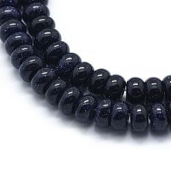 Blue Goldstone Synthetic Blue Goldstone Beads Strands, Rondelle, 8x5mm, Hole: 1mm, about 74pcs/strand, 15.15 inch(38.5cm)