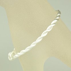 White Nylon Rattail Satin Cord Bracelet Making, White, 190x3mm