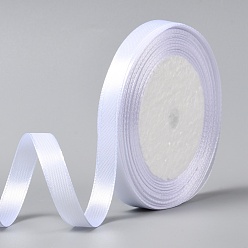 White Single Face Satin Ribbon, Polyester Ribbon, White, 3/8 inch(10mm) wide, 25yards/roll(22.86m/roll), 10rolls/group, 250yards/group(228.6m/group)