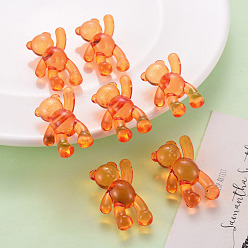 Coral Transparent Acrylic Beads, Bear, Coral, 37x28x13mm, Hole: 2.5mm, about 133pcs/500g