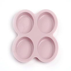 Pink Food Grade Silicone Molds, Fondant Molds, For DIY Cake Decoration, Chocolate, Candy, UV Resin & Epoxy Resin Jewelry Making, Oval, Pink, 182x148x23.5mm, Oval: 76x57.5mm