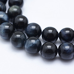 Tiger Eye Natural Tiger Eye Beads Strands, Dyed & Heated, Round, 6mm, Hole: 1mm, about 61~63pcs/strand, 14.9 inch(38cm)