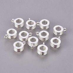Silver Zinc Alloy European Hanger, Cadmium Free & Lead Free, Column, Silver Color Plated, Size: about 9mm in diameter, 12mm long, 4mm thick, hole: 2mm, inner diameter: 5mm