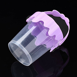Фиолетовый Контейнеры для хранения пластиковых шариков из полистирола, с крышкой, бочкообразные формы, фиолетовые, 8x8.6 см, отверстие : 41x83 мм, Отсек: 74x80 мм