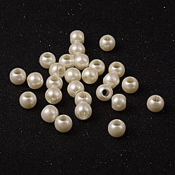 Creamy White ABS Plastic Imitation Pearl European Beads, Large Hole Rondelle Beads, Creamy White, 11.5~12x10mm, Hole: 4~5mm, about 780pcs/500g