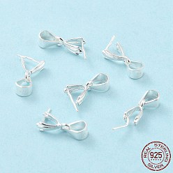 Silver 925 Sterling Silver Ice Pick Pinch Bails, Silver, 9x5x3mm, Inner Diameter: 5x4mm, Pin: 0.5mm
