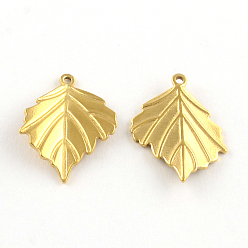 Golden 304 Stainless Steel Leaf Pendants, Golden, 23.5x18x1mm, Hole: 1mm