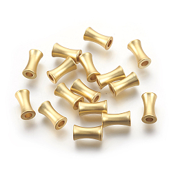 Real 18K Gold Plated Brass Beads, Long-Lasting Plated, Lead Free & Cadmium Free & Nickel Free, Bamboo Stick, Matte Style, Real 18K Gold Plated, 11x6x4mm, Hole: 3mm