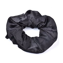 Black Solid Color Girls Hair Accessories, Cloth Elastic Hair Ties, Ponytail Holder, Cloth Grid Scrunchie/Scrunchy, Black, Inner Diameter: 33~35mm
