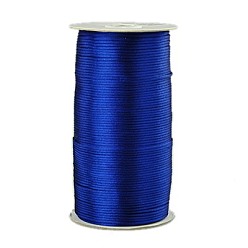 Blue Eco-Friendly 100% Polyester Thread, Rattail Satin Cord, for Chinese Knotting, Beading, Jewelry Making, Blue, 2mm, about 250yards/roll(228.6m/roll), 750 feet/roll
