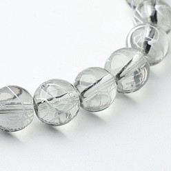 Light Grey Drawbench Transparent Glass Beads Strands, Spray Painted, Round, Light Grey, 8mm, Hole: 1.3~1.6mm, 31.4 inch