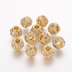Crystal Brass Beads, with Grade A Rhinestone, Rondelle, Golden, Crystal, 12x10mm, Hole: 4mm