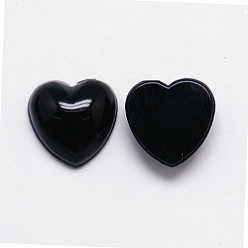 Черный Акриловые стразы-кабошоны, плоской задней и гладкой, сердце, чёрные, 12x12x5 мм