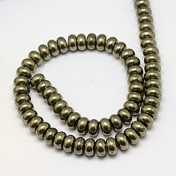 Pyrite Natural Pyrite Beads Strands, Rondelle , 10x6mm, Hole: 1mm, about 67pcs/strand, 15.74 inch
