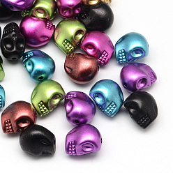 Mixed Color Matte Spray Painted Skull Acrylic Beads, Mixed Color, 13x9~10x12mm, Hole: 2mm, about 380pcs/500g