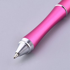 Deep Pink Plastic Beadable Pens, Shaft Black Ink Ballpoint Pen, for DIY Pen Decoration, Deep Pink, 157x10mm, The Middle Pole: 2mm