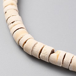 Античный Белый Кокосовые нити бус, плоско-круглые, старинный белый, 5x2.5~5 мм, отверстие : 1 мм, около 160 шт / нитка, 23.82'' (60.5 см)