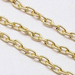 Golden Aluminium Cable Chains, Unwelded, with Spool, Oval, Lead Free & Nickel Free, Golden, 5.8x3.8x1mm, about 164.04 Feet(50m)/roll