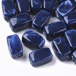 Bleu De Prusse Perles acryliques, style de pierres fines imitation, cuboïde, null, 13x7.5x7.5mm, trou: 1.6 mm, environ 700 pcs / 500 g.