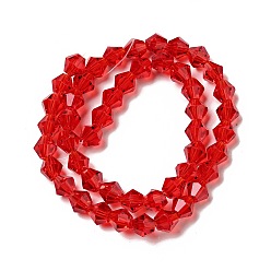 Red Imitation Austrian Crystal 5301 Bicone Beads, Faceted Glass Beads Strands, Red, 6x6mm, Hole: 1.2mm, about 47~48pcs/strand, 10.24 inch~10.43 inch(26~26.5cm)