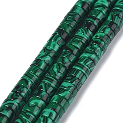 Malachite Synthetic Malachite Beads Strands, Heishi Beads, Flat Round/Disc, 6x3mm, Hole: 1mm, about 119~131pcs/strand, 14.76~15.74 inch(37.5~40cm)