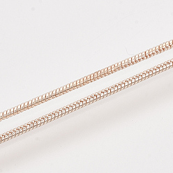 Rose Gold Brass Round Snake Chain Necklace Making, with Lobster Claw Clasps, Rose Gold, 18.5 inch(47.2cm), 1.2mm