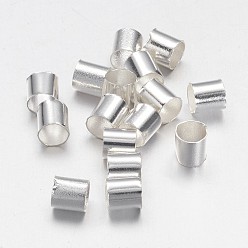 Silver Brass Crimp Beads, Tube, Cadmium Free & Nickel Free & Lead Free, Silver Color Plated, 3x3mm, Hole: 2.5mm
