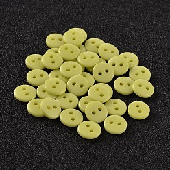 Green Yellow 2-Hole Flat Round Resin Sewing Buttons for Costume Design, Green Yellow, 23x2mm, Hole: 1mm
