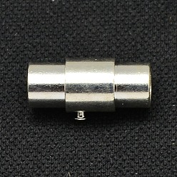 Silver Brass Locking Tube Magnetic Clasps, Column, Lead Free & cadmium Free & Nickel Free, Silver Color Plated, 18x10mm, Hole: 8mm