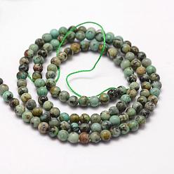African Turquoise(Jasper) Natural African Turquoise(Jasper) Beads Strands, Round, 3mm, Hole: 0.5mm, about 125pcs/strand