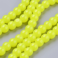 Green Yellow Imitation Jade Glass Beads Strands, Spray Painted, Round, Green Yellow, 8mm, Hole: 1.3~1.6mm, about 100pcs/strand, 31.4 inch