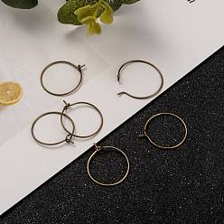 Antique Bronze Brass Wine Glass Charm Rings, Hoop Earrings Findings, Nickel Free, Antique Bronze, 20x0.8mm, 20 Gauge