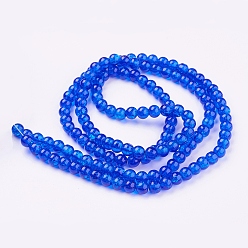 Blue Spray Painted Crackle Glass Beads Strands, Round, Blue, 6mm, Hole: 1.3~1.6mm, about 133pcs/strand, 31.4 inch