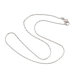 Platinum Brass Coreana Chain Necklaces, with Brass Lobster Claw Clasps, Thin Chain, Platinum, 14.9 inch