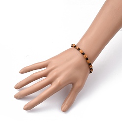 Agate Noire Bracelets en perles extensibles, avec des perles de bois et des perles d'agate noire naturelle (teintes), diamètre intérieur: 2-1/4 pouce (5.6 cm)