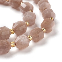 Sunstone Natural Sunstone Beads Strands, Round, Faceted, 7x7x8mm, Hole: 0.8mm, about 38pcs/strand, 15.35 inch(39cm)