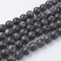 Larvikite Натуральные черные бусины из ларвикита, круглые, 12~12.5 мм, отверстие : 1.5 мм, около 31~32 шт / нитка, 14.9 дюйм (38 см)